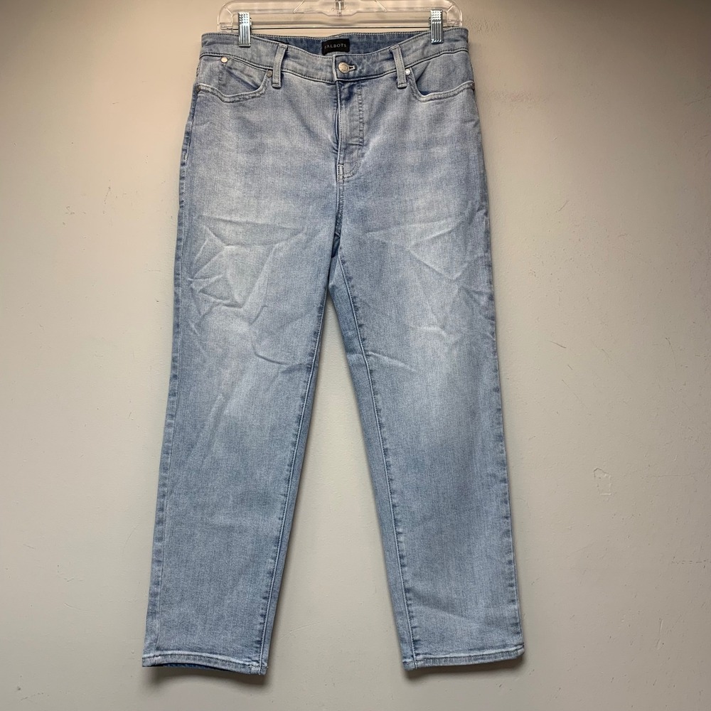 Talbots Straight Leg Crop Jean Women 8 Light Blue Excellent Capri Wash High Rise